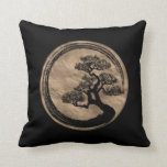 Enso Zen Circle and Bonsai Tree Gold Cushion<br><div class="desc">Enso Zen Circle and Bonsai Tree Gold</div>