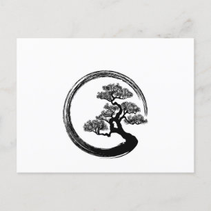 Enso Zen Circle and Bonsai Tree Holiday Postcard