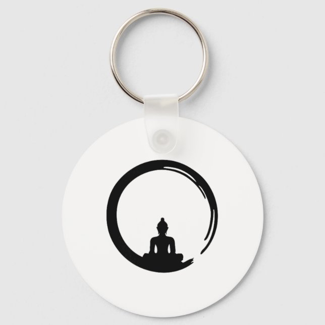 Enso, Zen, Circle, Buddha Meditation Japan Calligr Key Ring (Front)