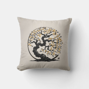 Enso Zen Circle Sakura tree Cushion