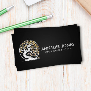 Enso Zen Circle Sakura Tree - Golden  Blossom Business Card