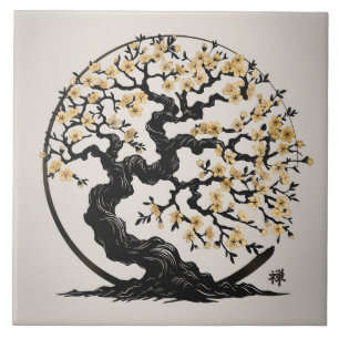 Enso Zen Circle Sakura tree - Golden Blossom Tile