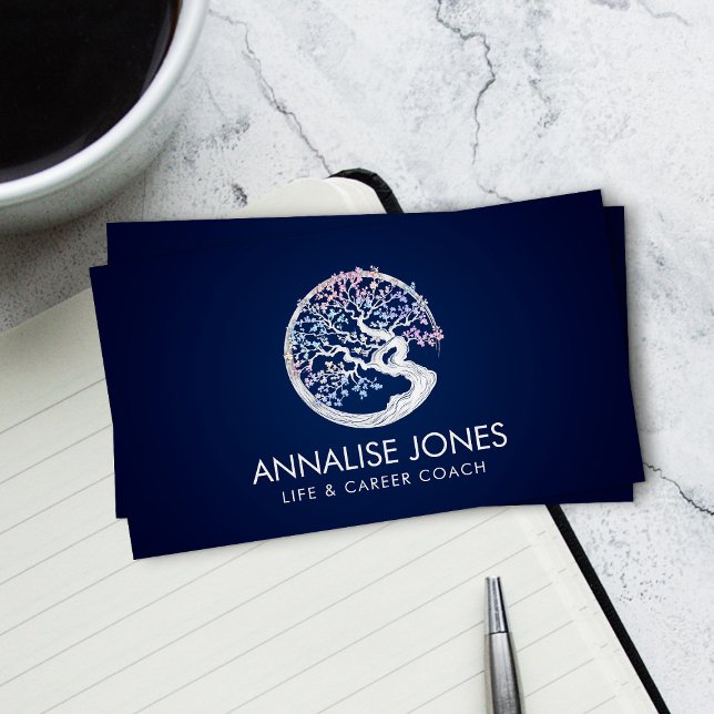 Enso Zen Circle Sakura Tree - pastel  Blossom Business Card (Creator Uploaded)