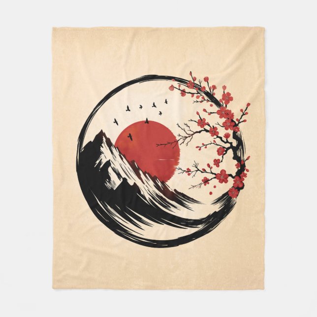 Enso Zen: Dawn's Tranquillity Fleece Blanket (Front)