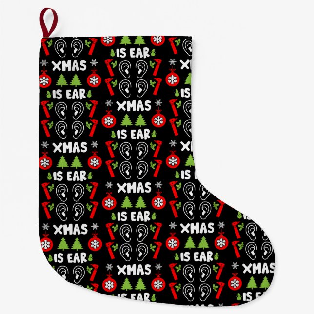 ENT Doctor Christmas  Large Christmas Stocking (Front)