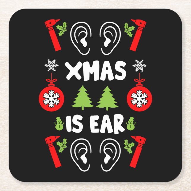 ENT Doctor Christmas  Square Paper Coaster (Front)