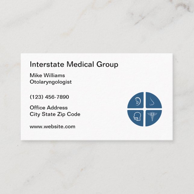 ENT Otolaryngologist Doctor Medical Business Card  (Front)