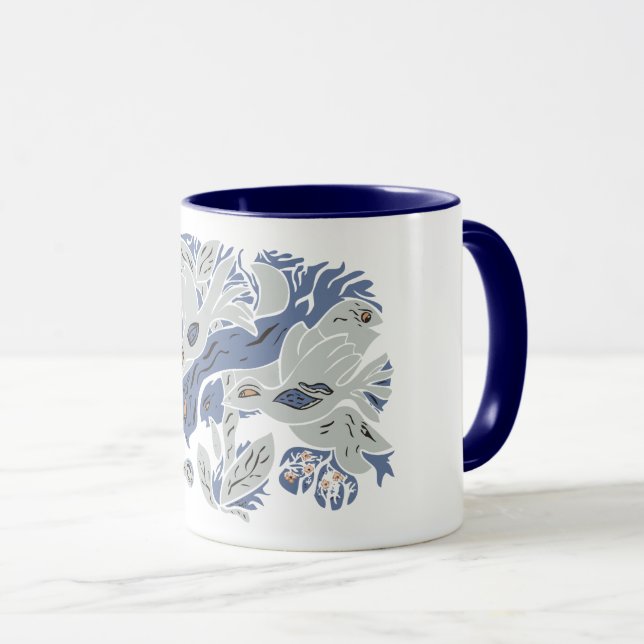 Entangled Aesthetic Birds TWArt 12-bluegray Mug (Front Right)
