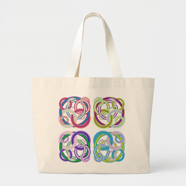 Entangled colourful circles large tote bag (Front)