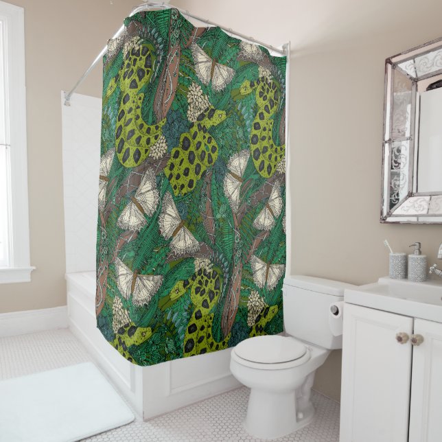 entangled forest green shower curtain (In Situ)