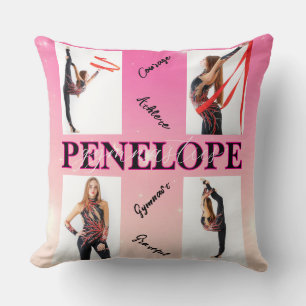Entangled Gymnastics Pink 4 Photo Encouragement Cushion