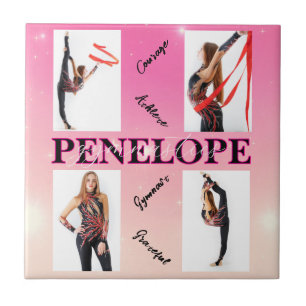 Entangled Gymnastics Pink 4 Photo Encouragement Tile