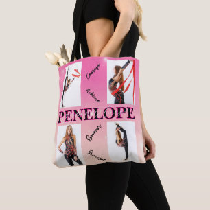 Entangled Gymnastics Pink 4 Photo Encouragement Tote Bag