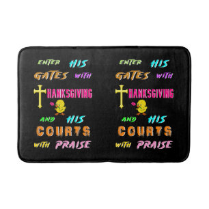 Enter His Gates Chick November Cross Thanksgiving Bath Mat