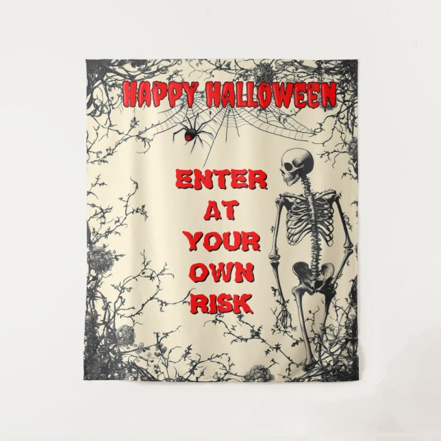  Enter If You Dare: A Haunting Halloween Backdrop Tapestry (Front)