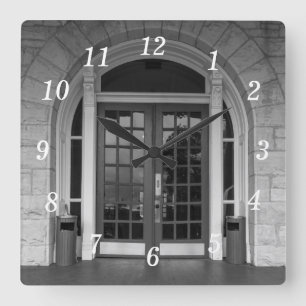 Enter If You Dare Grayscale Wall Clock