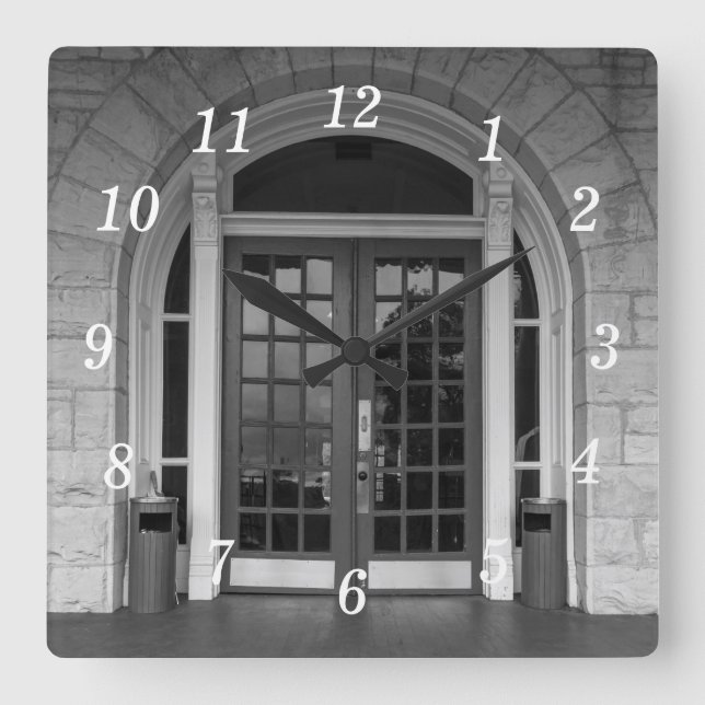 Enter If You Dare Grayscale Wall Clock (Front)