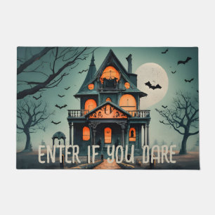 Enter If You Dare! Halloween spooky Haunted House Doormat
