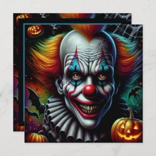 Enter if You Dare   Scary Clown Halloween Party Invitation