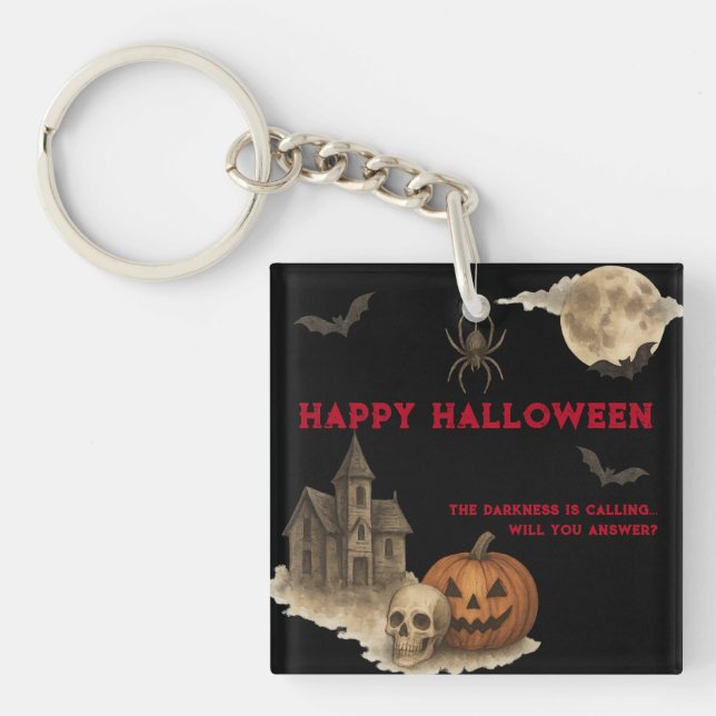 Enter If You Dare - Spooky Haunted House Halloween Key Ring (Front)