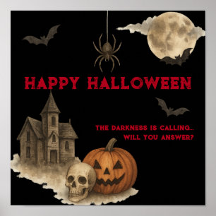 Enter If You Dare - Spooky Haunted House Halloween Poster