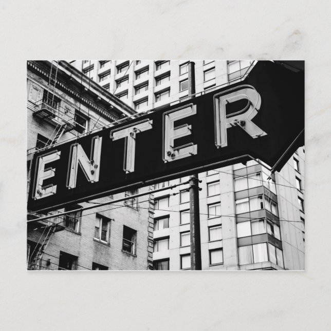 Enter Sign Typographic Image Word Text Art Postcard (Front)