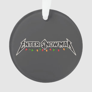 Enter Snowman Christmas Rocker Winter Rock Metal Ornament