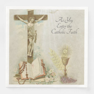 Enter the Catholic Faith Traditional Religious Napkin