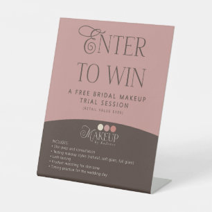 Enter to Win Branded Logo Raffle Makeup Pedestal Sign