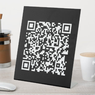 Enter URL & Create Scannable QR Code   Black White Pedestal Sign