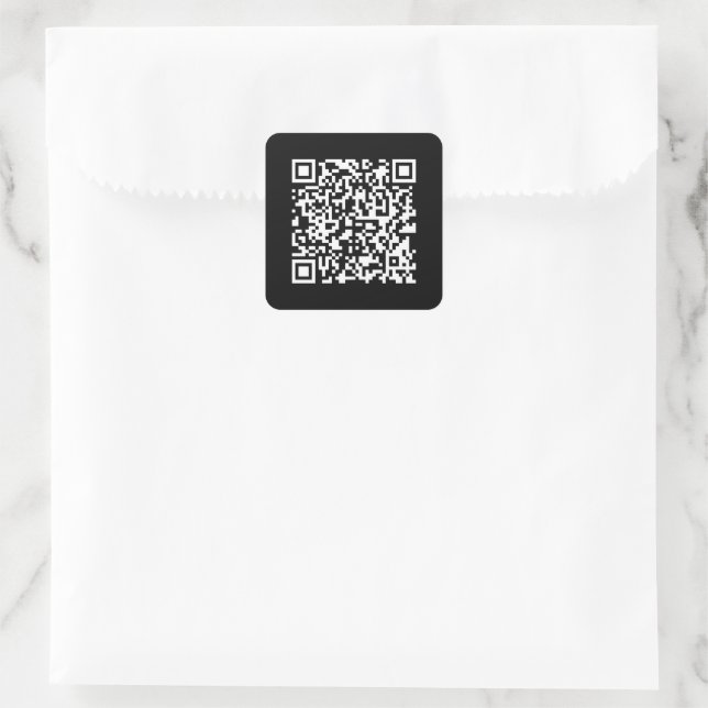 Enter URL & Create Scannable QR Code | Black White Square Sticker (Bag)
