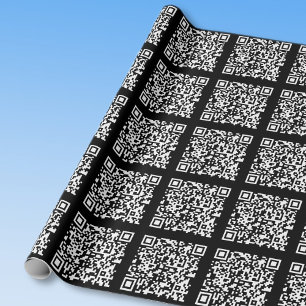 Enter URL & Create Scannable QR Code   Black White Wrapping Paper