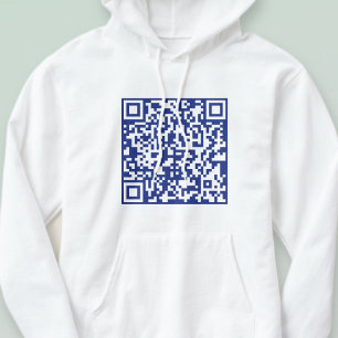 Enter URL Instantly Generated QR Code Navy Blue Hoodie