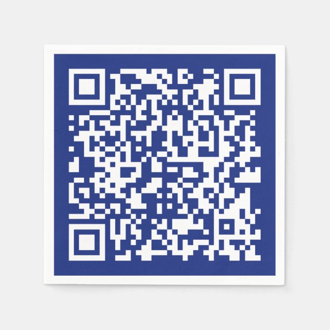 Enter URL Instantly Generated QR Code | Navy Blue Napkin (Front)