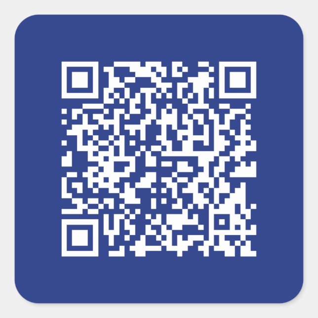 Enter URL Instantly Generated QR Code | Navy Blue Square Sticker (Front)