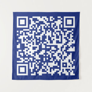 Enter URL Instantly Generated QR Code   Navy Blue Tapestry
