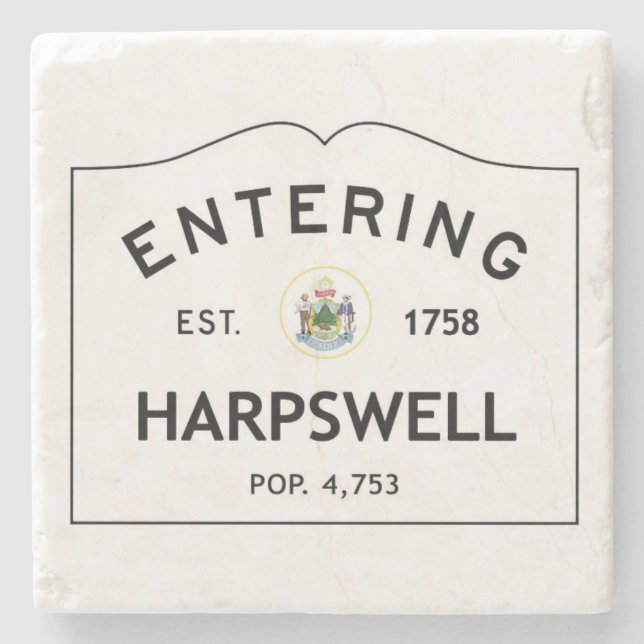 Enterine Harpswell Maine Marble Stone Coaster (Front)