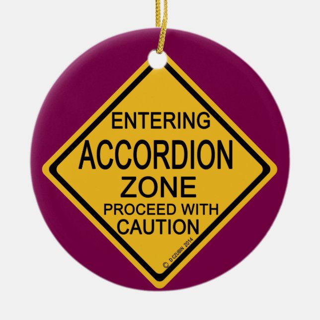Entering Accordion Zone Ceramic Tree Decoration (Front)