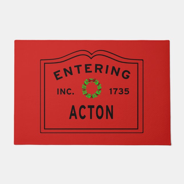 Entering Acton Massachusetts Christmas Doormat (Front)