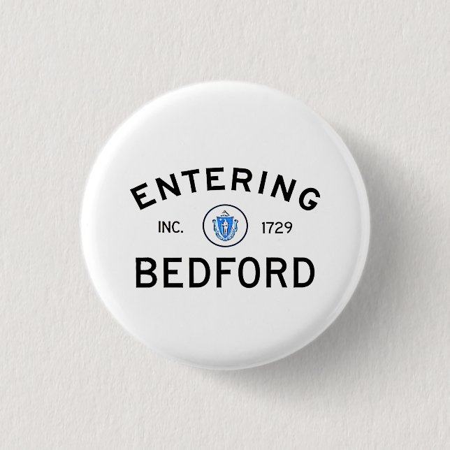 Entering Bedford 3 Cm Round Badge (Front)