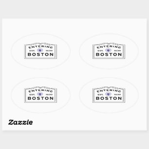 Entering Boston MA Oval Sticker