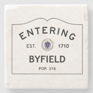 Entering Byfield Massachusetts Marble Coaster