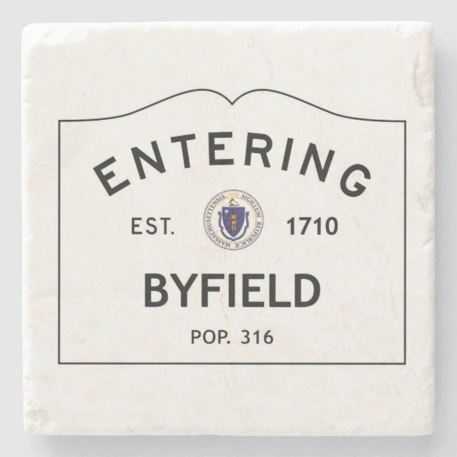 Entering Byfield Massachusetts Marble Coaster (Front)