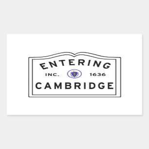 Entering Cambridge Massachusetts Rectangular Sticker