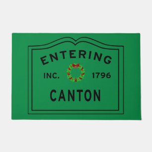Entering Canton Massachusetts Christmas Doormat