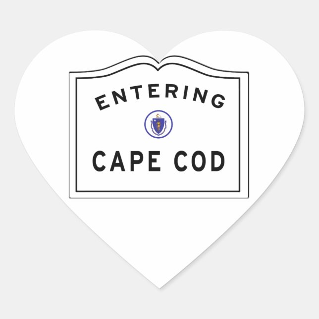 Entering Cape Cod MA Sign Heart Sticker (Front)