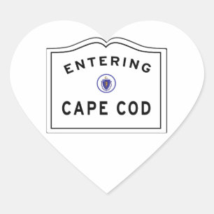 Entering Cape Cod MA Sign Heart Sticker
