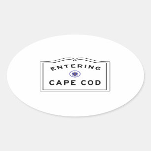 Entering Cape Cod MA Sign Oval Sticker