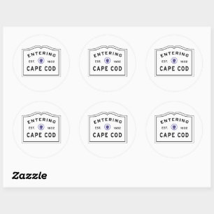 Entering Cape Cod Massachusetts Sign Classic Round Sticker