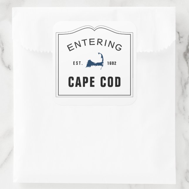 Entering Cape Cod Massachusetts Sign Wedding Favou Square Sticker (Bag)